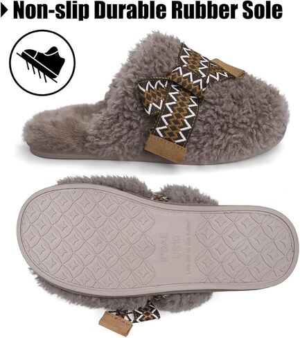 Ipsae Womens Maxi Curly Slide Slippers Winter Memory Foam Slippers Slippers Fuzzy Slippers Women Women Home Cloud Bow Slippers for Women. in Kuwait