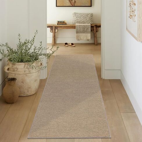 SHACOS Easy Jute 2x3 ft Washable Rug Non Slip Low Pile Woven Texture Durable Farmhouse Rug for Entryway Patio Kitchen Porch Door Mat Indoor Outdoor, Brown in Saudi Arabia