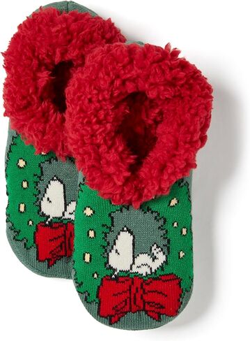 Peanuts Women's Snoopy Holiday Teddy Fur Slipper Socks in Kuwait