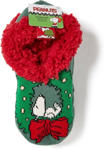 Peanuts Women's Snoopy Holiday Teddy Fur Slipper Socks in Kuwait