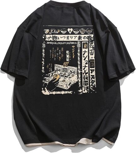 Aelfric Eden Mens 90s قمصان كبيرة الحجم بالجنسين Harajuku t Shirt طباعة الرسومات المحمل in Saudi Arabia