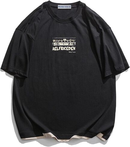 Aelfric Eden Mens 90s قمصان كبيرة الحجم بالجنسين Harajuku t Shirt طباعة الرسومات المحمل in Saudi Arabia
