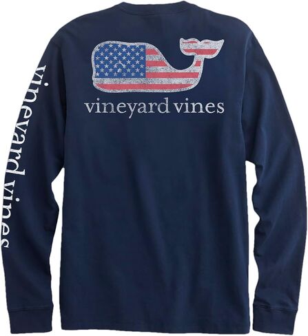 Vineyard Vines Mens Flag Whale Long-Sleeve Pocket Tee in Kuwait