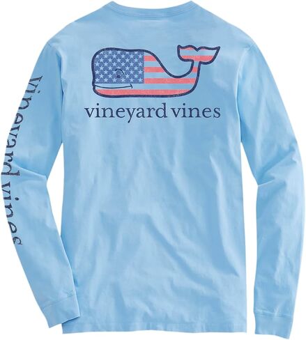 Vineyard Vines Mens Flag Whale Long-Sleeve Pocket Tee in Kuwait