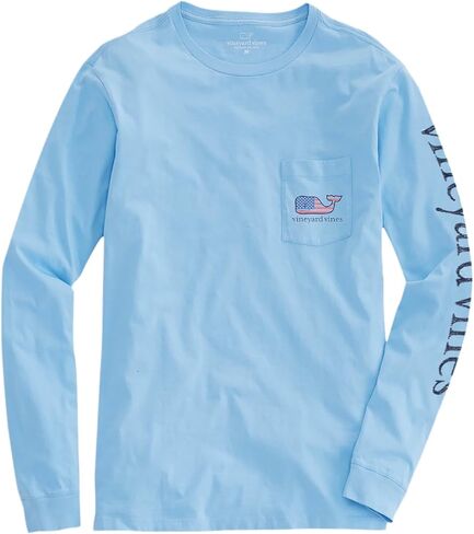 Vineyard Vines Mens Flag Whale Long-Sleeve Pocket Tee in Kuwait