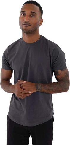 WYR Wear Men’s Curve Crew – Fitted Short Sleeve T-Shirt with Curved Hem, Egyptian Cotton Tee Shirts for Men, Short Sleeve Tee in Kuwait