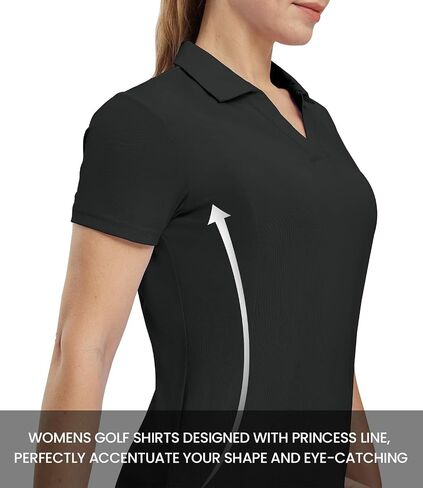 BASUDAM Women's Golf Polo Shirts V-Neck Short Sleeve Collared Tennis Shirts, Quick Dry Active Shirts in Saudi Arabia