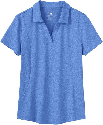 BASUDAM Women's Golf Polo Shirts V-Neck Short Sleeve Collared Tennis Shirts, Quick Dry Active Shirts in Saudi Arabia