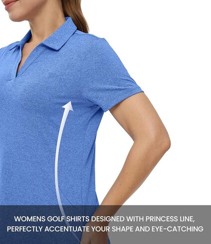 BASUDAM Women's Golf Polo Shirts V-Neck Short Sleeve Collared Tennis Shirts, Quick Dry Active Shirts in Saudi Arabia