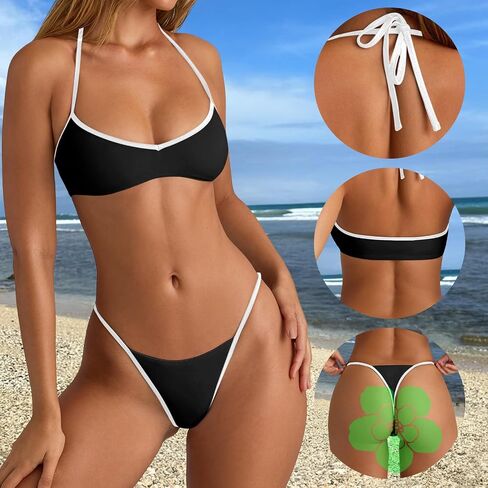 Women's 2 Piece String Bikini Set Sexy Bathing Suit with Adjustable Halter Neck and Thong Swimwear in Saudi Arabia