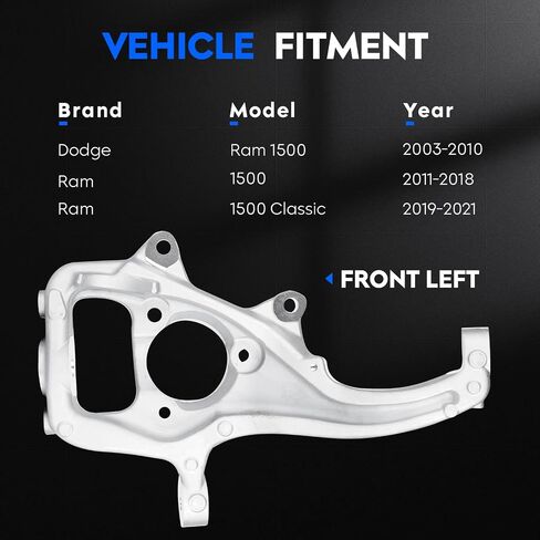 Front Left Side Steering Knuckle Fit for Dodge Ram 1500 2003-2010, for Ram 1500 2011-2018, for Ram 1500 Classic 2019-2021, Drop Spindles Lowering Kit Replace for 698-239 (Only Fit 4WD/AWD) in Kuwait