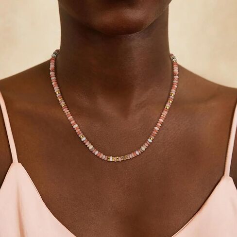 Boho Beaded Necklace for Women - Natural Turquoise Beaded Necklaces Choker Summer Beach Necklace Natural Cloroful Bead Necklaces for Teen Girls Handmade Boho Jewelry Birthday Gift in Kuwait