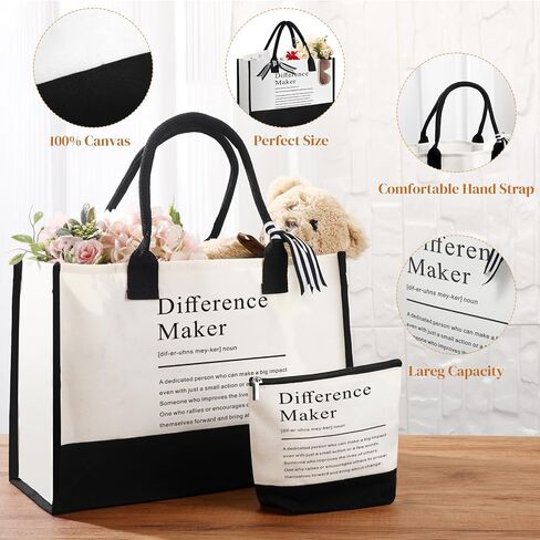 7 Pcs Difference Maker Gift Employee Appreciation Tote Leather Journal Pen Tumbler Thank You Gift Women in Saudi Arabia
