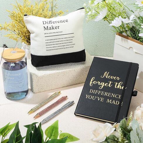 7 Pcs Difference Maker Gift Employee Appreciation Tote Leather Journal Pen Tumbler Thank You Gift Women in Saudi Arabia