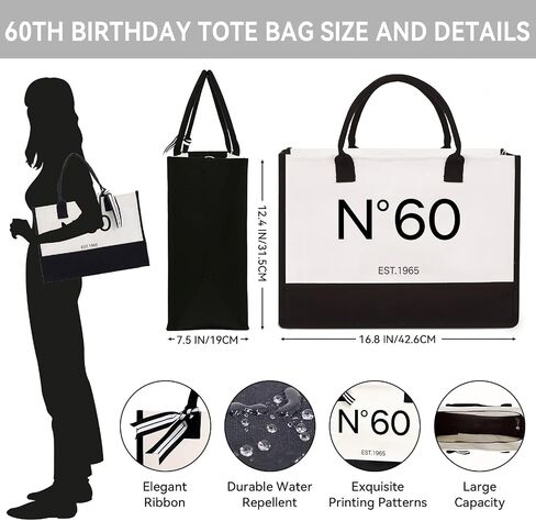 40th/50th/60th/70th Birthday Gift for Women Her–Birthday Tote Bag Present for 40/50/60/70 Years Old Women-Double-Sided Design in Saudi Arabia