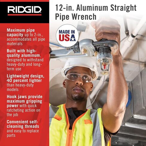 RIDGID 31105 موديل 824 مفتاح ربط أنابيب ألومنيوم مستقيم، مفتاح سباكة 24 بوصة، رمادي in Saudi Arabia