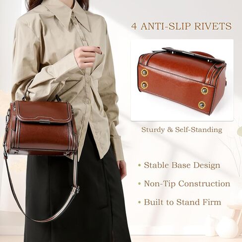 imeetu Oil Wax Leather Handbags for Women, Crossbody Bag Removable Shoulder Strap in Saudi Arabia
