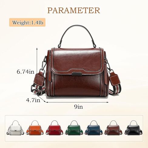 imeetu Oil Wax Leather Handbags for Women, Crossbody Bag Removable Shoulder Strap in Saudi Arabia