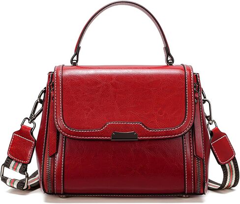 imeetu Oil Wax Leather Handbags for Women, Crossbody Bag Removable Shoulder Strap in Saudi Arabia