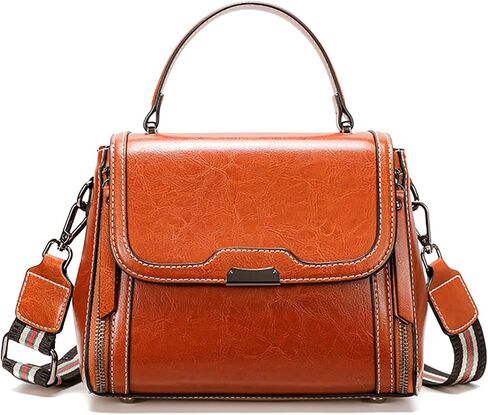 imeetu Oil Wax Leather Handbags for Women, Crossbody Bag Removable Shoulder Strap in Saudi Arabia