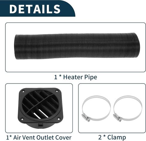 Car Truck RV Bus Van Boat Boat Car Cart Duct Duct Car Cark Cark Duct Hose struge with Heater Pipe Air Vent Cover Cover Clamp 60mm 100cm Max L in Saudi Arabia