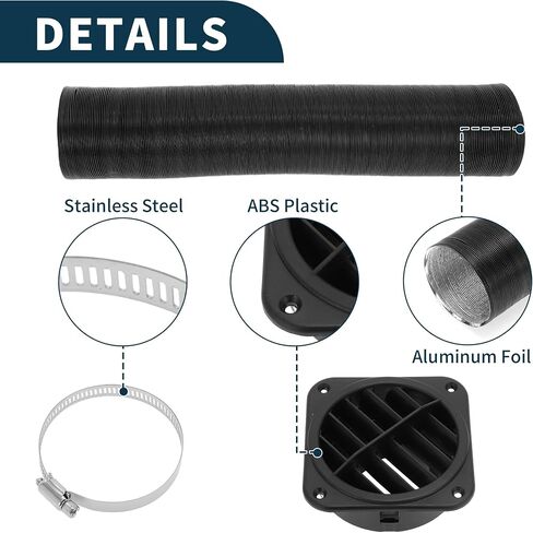 Car Truck RV Bus Van Boat Boat Car Cart Duct Duct Car Cark Cark Duct Hose struge with Heater Pipe Air Vent Cover Cover Clamp 60mm 100cm Max L in Saudi Arabia