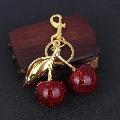 Keychain Cherry Bag Charms Purse Cute Strawberry Key Chains for Car Keyrings Handbags Decor for Women Girls Gifts in Saudi Arabia