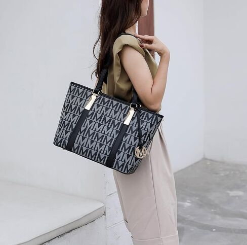 MKF Collection Tote Bag for Women, Shoulder Handbag & Wristlet Pouch Purse Top Handle Vegan Leather 4Pcs Set Pocketbook in Kuwait