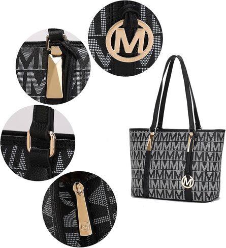 MKF Collection Tote Bag for Women, Shoulder Handbag & Wristlet Pouch Purse Top Handle Vegan Leather 4Pcs Set Pocketbook in Kuwait