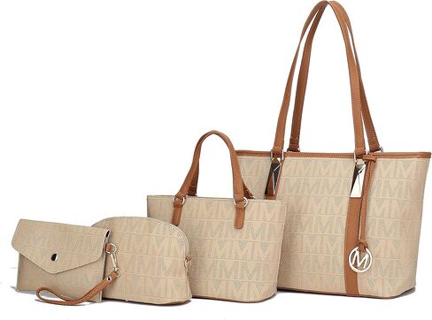 MKF Collection Tote Bag for Women, Shoulder Handbag & Wristlet Pouch Purse Top Handle Vegan Leather 4Pcs Set Pocketbook in Kuwait
