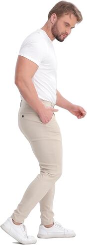 ALLELMS Mens Chinos Slim Fit Stretch Flat-Front Skinny Dress Pants in Kuwait