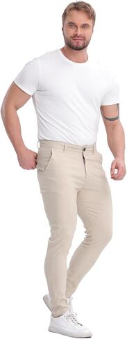 ALLELMS Mens Chinos Slim Fit Stretch Flat-Front Skinny Dress Pants in Kuwait