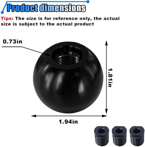 Car Round Ball Gear Shift Knob, Aluminum Alloy Gear Shift Stick Head for Most Manual Vehicles with 3 Adapters M8, M10, M12 (Red) in Saudi Arabia