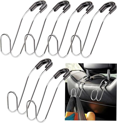 High Road Anbreakable Car Bag Hooks - خطافات كبيرة من مقعد السيارة للمحفظة ، حقيبة الظهر ، المعاطف ، القبعات والأكياس الثقيلة التي تصل إلى 40 رطلاً - مرفق آمن يناسب جميع منشورات مسند الرأس ، عبوة 2 in Kuwait