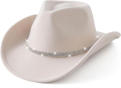 قبعات Jastore Glitter Silver Cowboy للبنات قبعة رعاة البقر الراعية الحمراء الغربية in Saudi Arabia