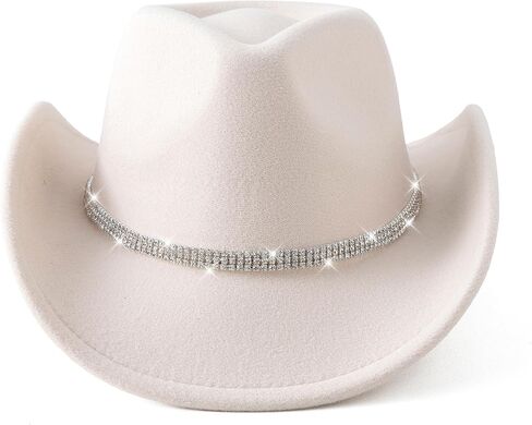 قبعات Jastore Glitter Silver Cowboy للبنات قبعة رعاة البقر الراعية الحمراء الغربية in Saudi Arabia