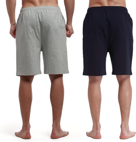 HomyComy Men'S Pajama Shorts Cotton Sleepwear Pants Elastic Waistband Lounge Shorts with Pockets in Saudi Arabia