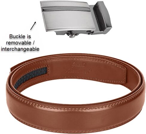 Jacob Alexander Men's Genuine Leather Adjustable Dress Ratchet Track Belt with Sleek Single Stripe Click Buckle in Saudi Arabia