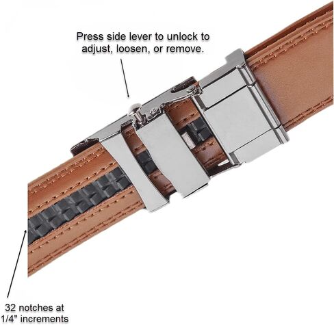 Jacob Alexander Men's Genuine Leather Adjustable Dress Ratchet Track Belt with Sleek Single Stripe Click Buckle in Saudi Arabia
