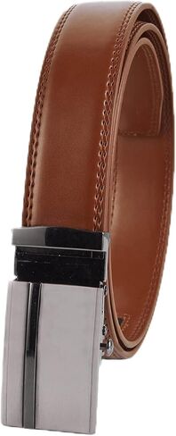 Jacob Alexander Men's Genuine Leather Adjustable Dress Ratchet Track Belt with Sleek Single Stripe Click Buckle in Saudi Arabia