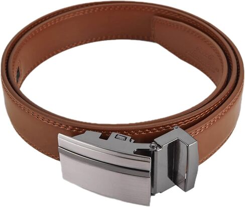 Jacob Alexander Men's Genuine Leather Adjustable Dress Ratchet Track Belt with Sleek Single Stripe Click Buckle in Saudi Arabia