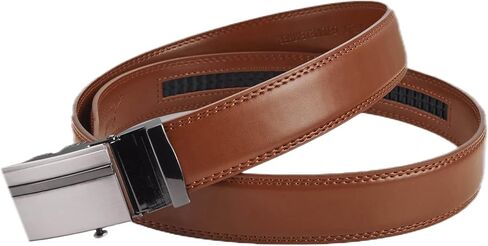 Jacob Alexander Men's Genuine Leather Adjustable Dress Ratchet Track Belt with Sleek Single Stripe Click Buckle in Saudi Arabia