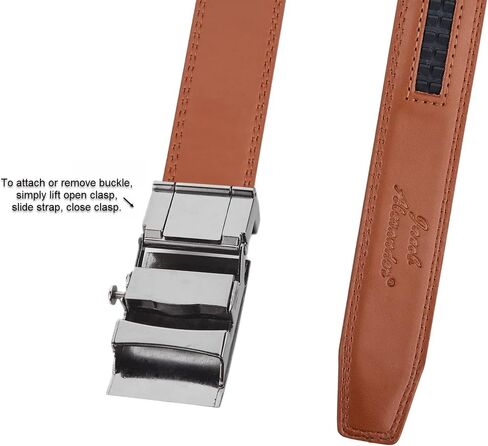 Jacob Alexander Men's Genuine Leather Adjustable Dress Ratchet Track Belt with Sleek Single Stripe Click Buckle in Saudi Arabia