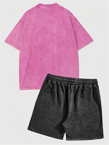 Men's 2 Piece Vintage Summer Outfits Car Graphic Short Sleeve T Shirt and Track Shorts Streetwear in Saudi Arabia