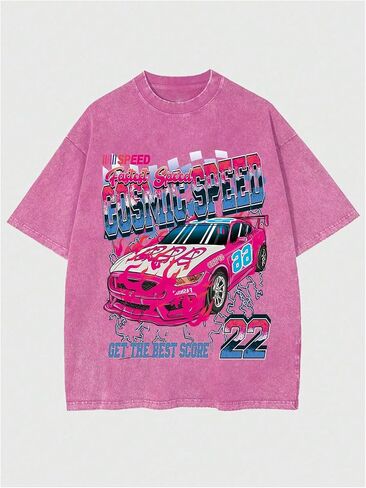 Men's 2 Piece Vintage Summer Outfits Car Graphic Short Sleeve T Shirt and Track Shorts Streetwear in Saudi Arabia