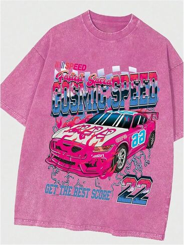 Men's 2 Piece Vintage Summer Outfits Car Graphic Short Sleeve T Shirt and Track Shorts Streetwear in Saudi Arabia
