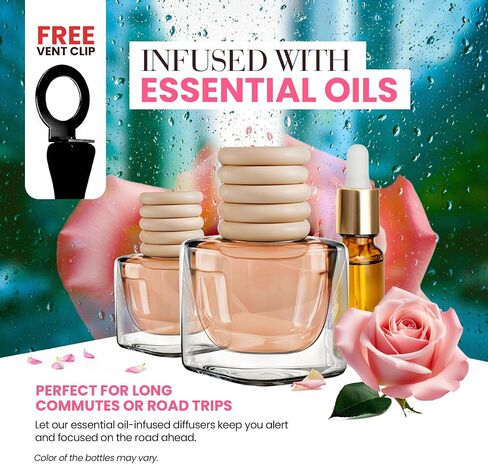 Car Air Fresheners for Women - Sweet Strawberry Fragrance | Pack of 2 Long Lasting Car Air Freshener | Odor Eliminator with Essential Oils | Car Air Freshener Vent Clip by Perfa in Saudi Arabia