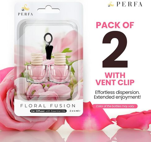 Car Air Fresheners for Women - Sweet Strawberry Fragrance | Pack of 2 Long Lasting Car Air Freshener | Odor Eliminator with Essential Oils | Car Air Freshener Vent Clip by Perfa in Saudi Arabia