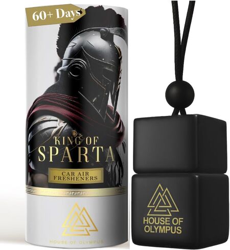 King of Sparta Hanging Car Air Freshener for Men, Only Natural Essential Oils - Luxury Car Air Diffuser by House of Olympus - Made in USA in Saudi Arabia