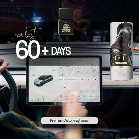 King of Sparta Hanging Car Air Freshener for Men, Only Natural Essential Oils - Luxury Car Air Diffuser by House of Olympus - Made in USA in Saudi Arabia